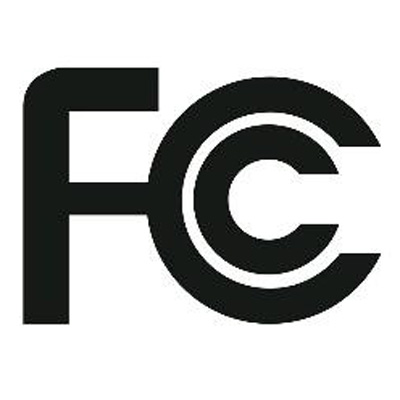The FCC certification mark is displayed on electronic devices and signifies compliance with U.S. communications regulations.