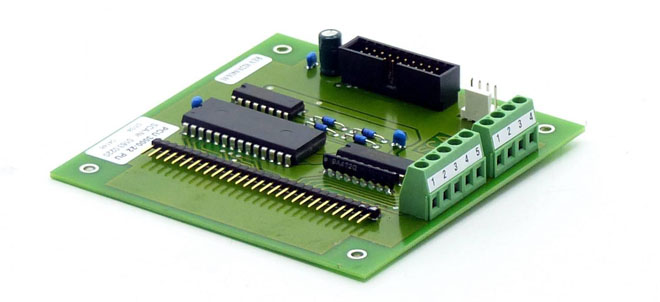Electronic circuit board with integrated chips and connectors, highlighting intricate technology and engineering
