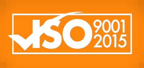 Logotipo certificado ISO 9001:2015 con marca de verificación para estándares de gestión de calidad